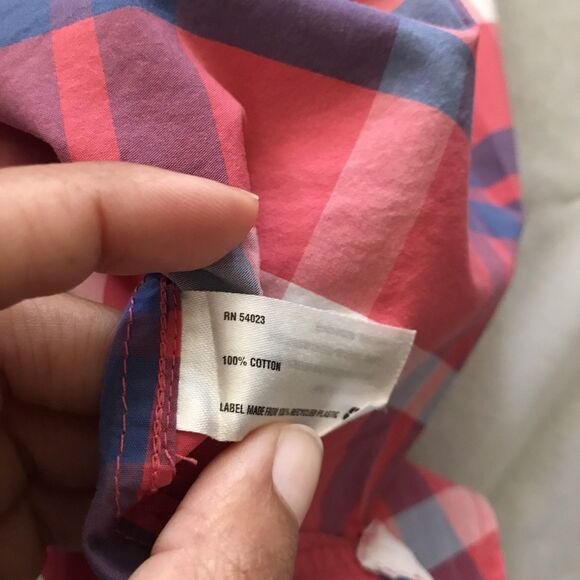 GAP Red Plaid Lived In Cotton Long Sleeve Mens Collared Casual Shirt M - Picture 7 of 8